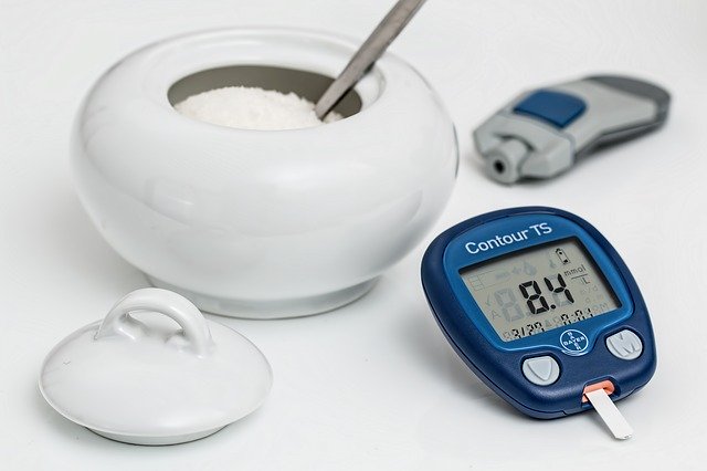 Diabetes monitor and sugar bowl